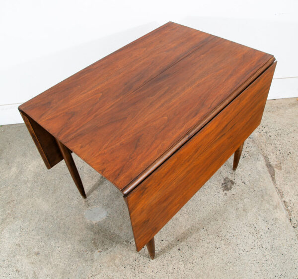 Mid Century Modern Dining Table Drop Leaf Walnut Restored Extension Expanding - Image 5