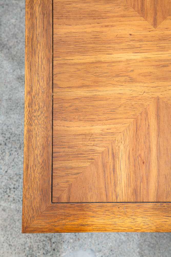 Mid Century Modern End Table Side Oak Wood Iron Metal X Base Drexel Cocktail Low - Image 10