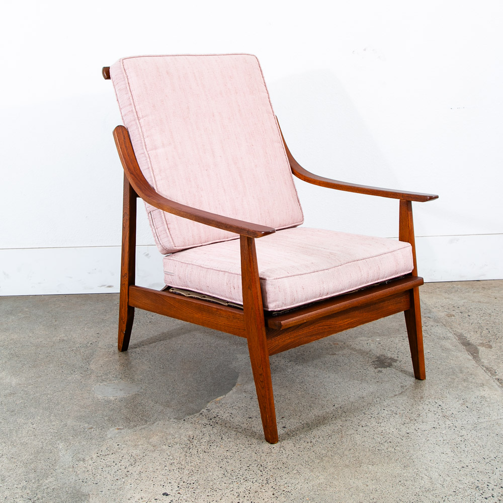 Mid Century Danish Modern Lounge Chair Salmon Pink Peach Armchair Mcm Baumritter - Image 9