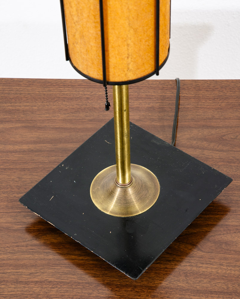 Mid Century Modern Lamp Table Light lighting Black Brass Round Gold Brutalist - Image 7