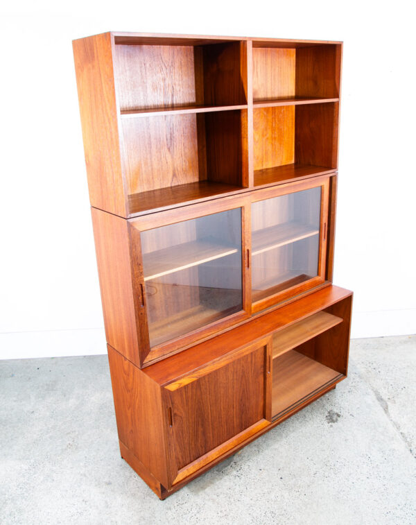Mid Century Danish Modern Cabinet Wall Unit Hutch Credenza Display Teak Glass 2 - Image 11