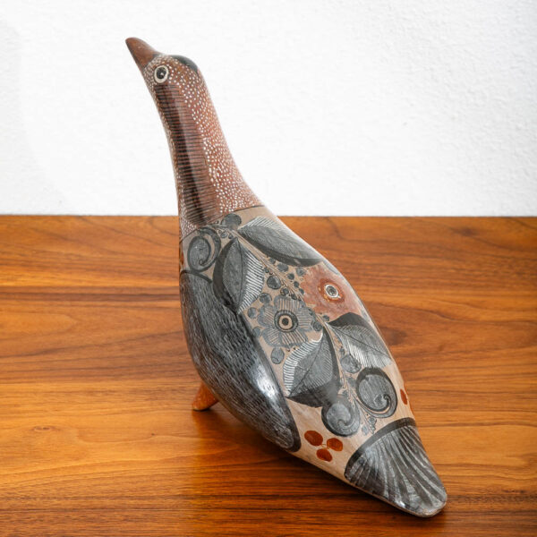 Mid Century Modern Mexican Pottery Bird Ceramic Figurine Sculpture Tonala Floral