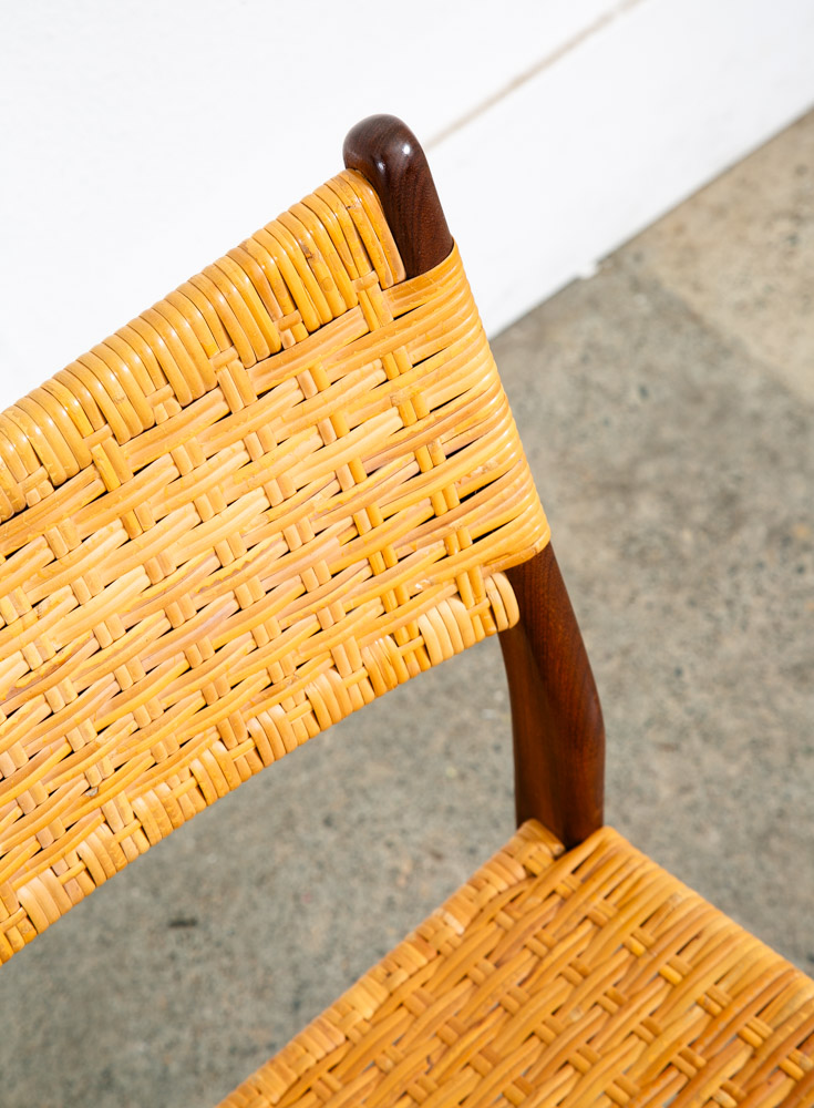 Mid Century Danish Modern Dining Chair Side Cane Wrapped High Back Vintage Teak - Image 8