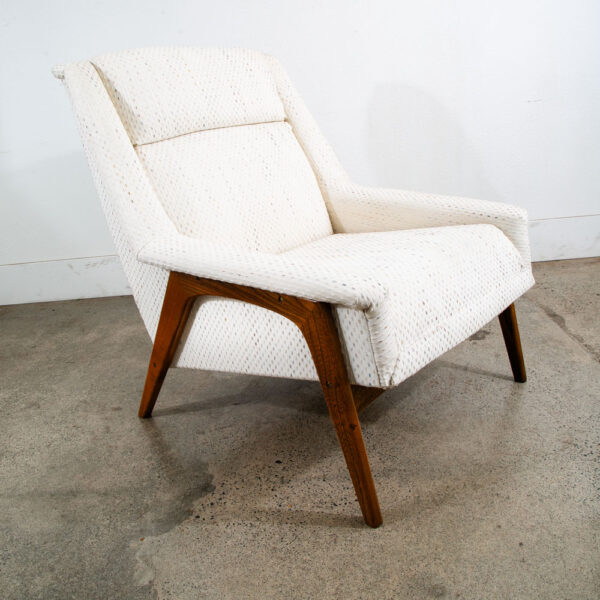 Mid Century Danish Modern Lounge Chair Dux Fohlke Ohlsson White Cream Speckled - Image 5