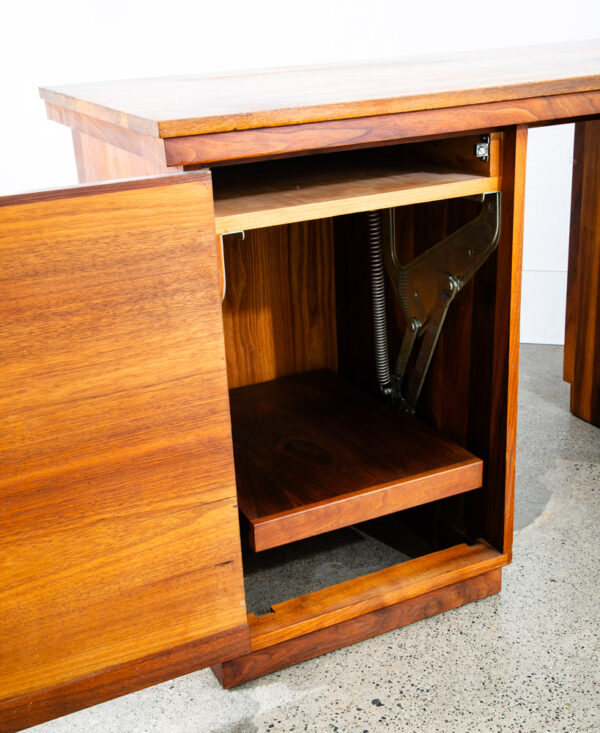 Mid Century Modern Desk Solid Walnut Executive Office Custom 3 Drawer Floating - Image 7