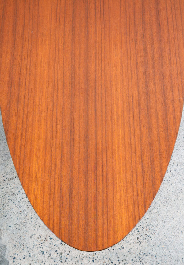 Mid Century Danish Modern Coffee Table Teak Oval Oak Refinished Surfboard Mcm - Image 10