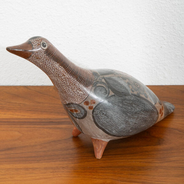 Mid Century Modern Mexican Pottery Bird Ceramic Figurine Sculpture Tonala Floral - Image 3