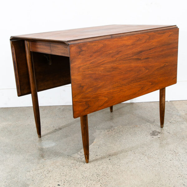 Mid Century Modern Dining Table Drop Leaf Walnut Restored Extension Expanding - Image 2