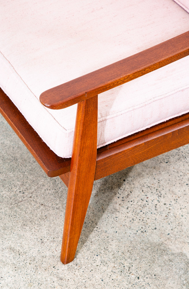 Mid Century Danish Modern Lounge Chair Salmon Pink Peach Armchair Mcm Baumritter - Image 11