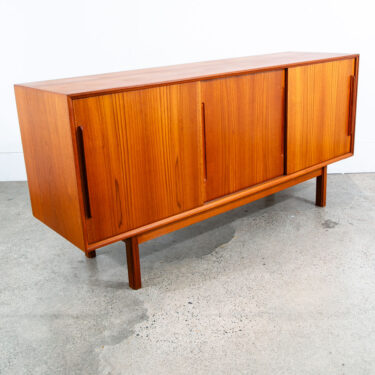 Mid Century Danish Modern Credenza Sideboard Teak Drawer 3 Doors Denmark Sliding
