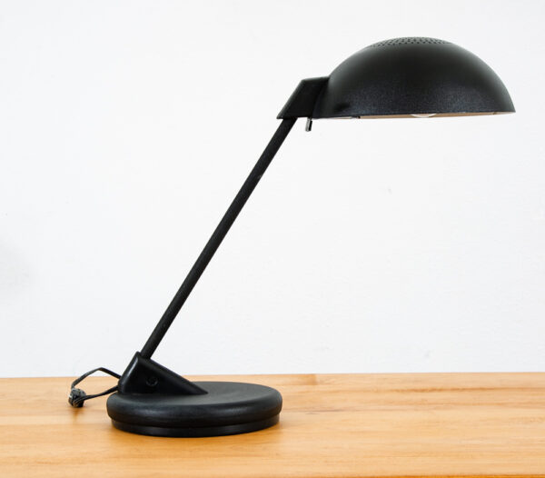 Mid Century Modern Table Lamp Round Metal Light Desk Black American Mcm Vintage