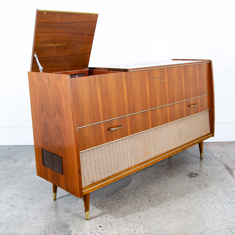 Mid Century Danish Modern Stereo Console Grundig Teak Record Player Radio Hifi - Image 8