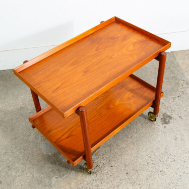 Mid Century Danish Modern Serving Cart Trolley Poul Hundevad Vamdrup Solid Teak