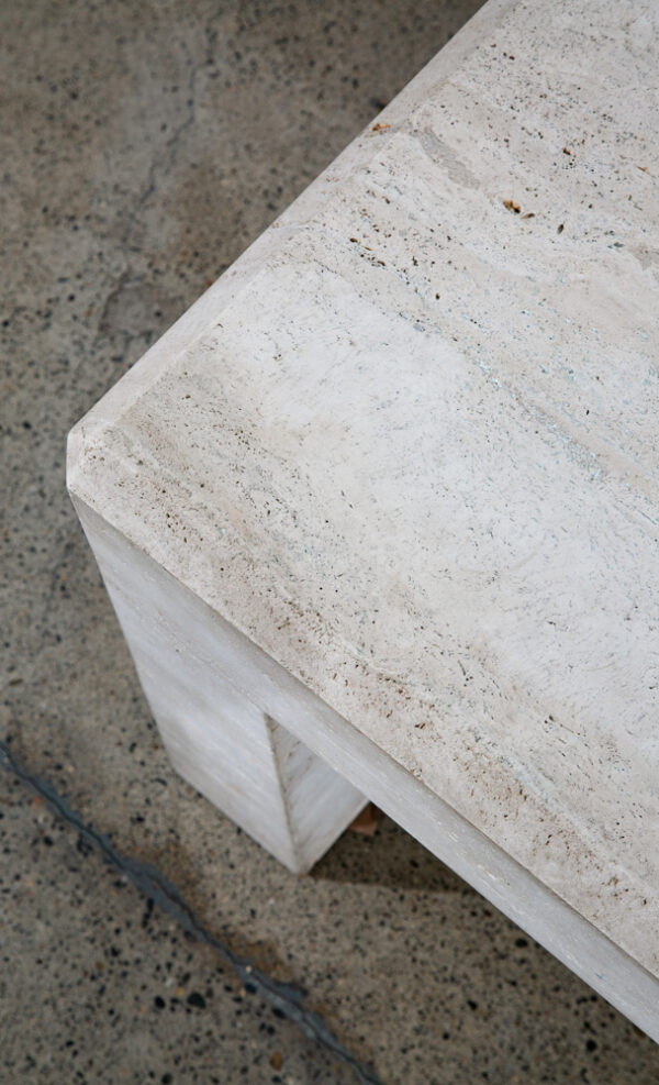 Mid Century Modern Coffee Table Travertine Square Large 42" 1970s Vintage Stone - Image 5