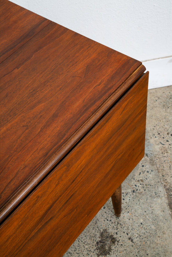 Mid Century Modern Dining Table Drop Leaf Walnut Restored Extension Expanding - Image 10