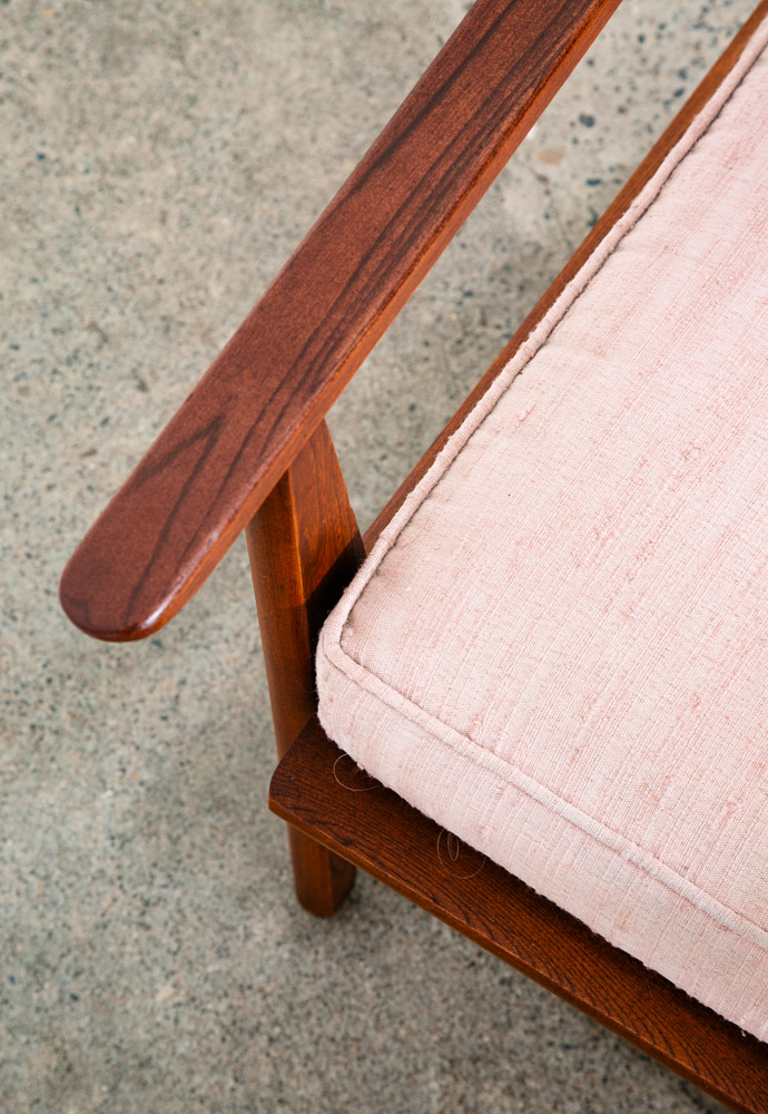 Mid Century Danish Modern Lounge Chair Salmon Pink Peach Armchair Mcm Baumritter - Image 8