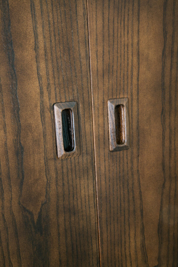 Mid Century Danish Modern Bookshelf Cabinet Oak Doors Drop Down Desk Compact Mcm - Image 9