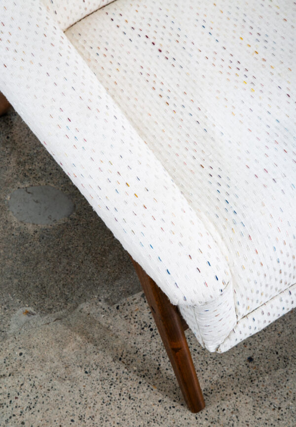 Mid Century Danish Modern Lounge Chair Dux Fohlke Ohlsson White Cream Speckled - Image 12