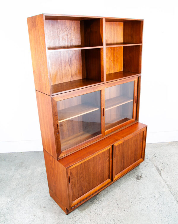 Mid Century Danish Modern Cabinet Wall Unit Hutch Credenza Display Teak Glass 2 - Image 10