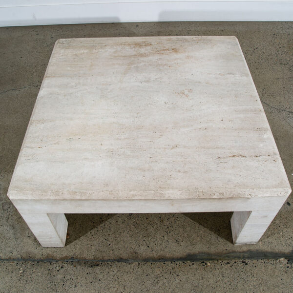 Mid Century Modern Coffee Table Travertine Square Large 42" 1970s Vintage Stone - Image 4