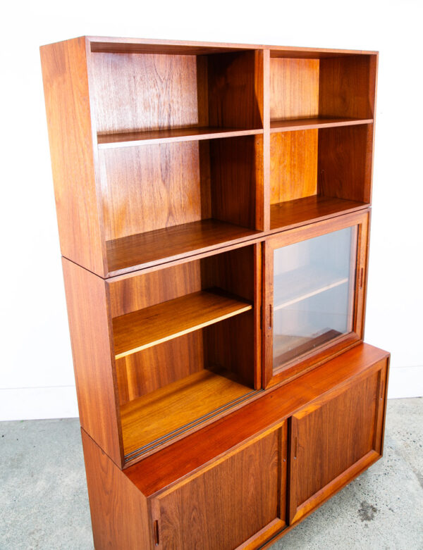 Mid Century Danish Modern Cabinet Wall Unit Hutch Credenza Display Teak Glass 2 - Image 7