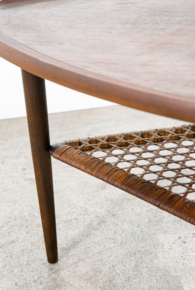 Mid Century Danish Modern Side Table Guitar Pick Poul Jensen Selig Cane Shelf NM - Image 10