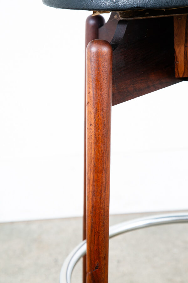 Mid Century Modern Bar Stool Albert Parvin Black Solid Walnut Danish Mcm Swivel - Image 10