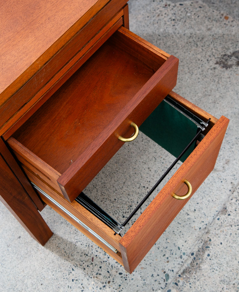 Mid Century Modern Executive Desk Drawers Solid Mahogany Soborg Doors File Mcm - Image 10