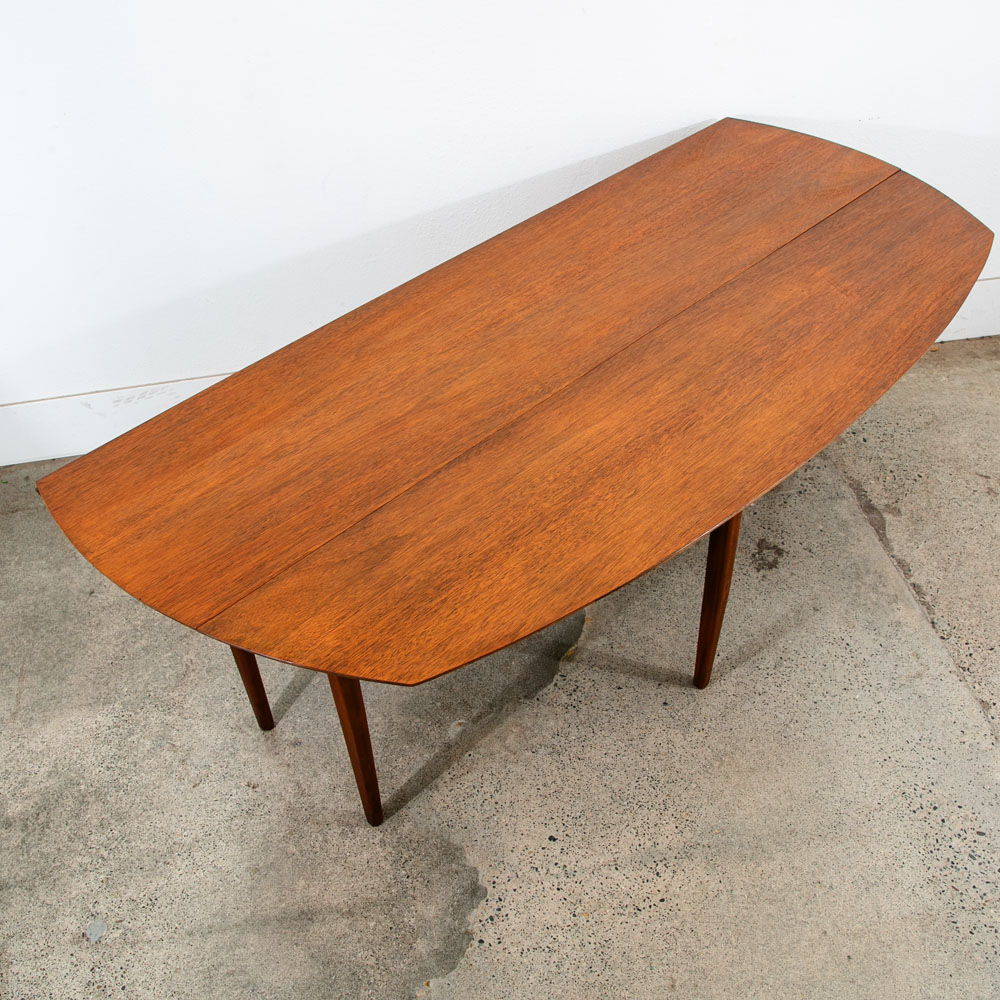 Mid Century Modern Dining Table Drop Leaf Walnut Oval Draw Leg 6 Legs Restored - Image 6