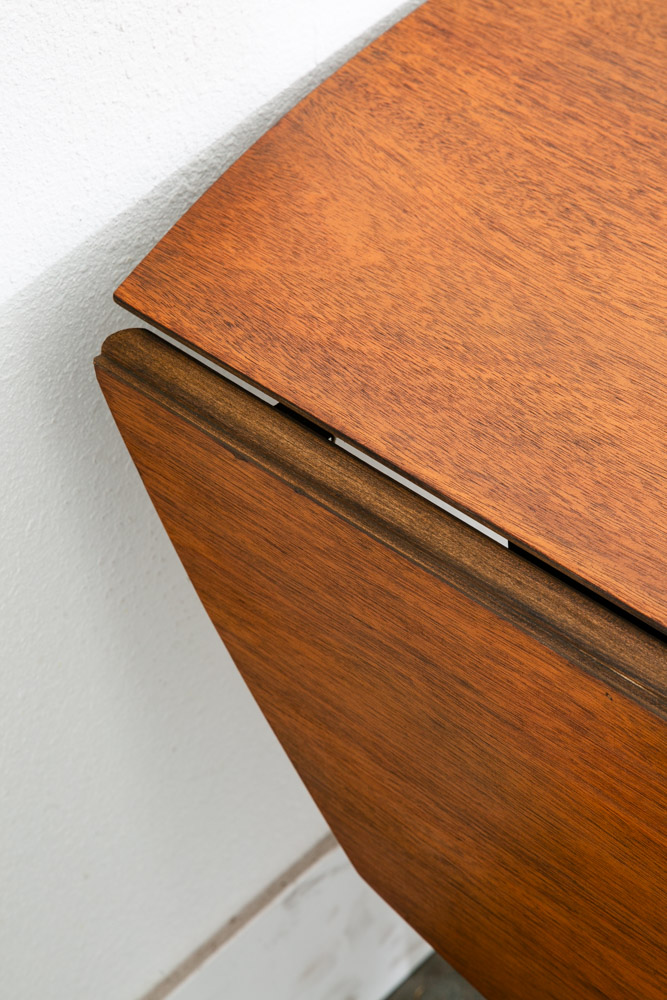 Mid Century Modern Dining Table Drop Leaf Walnut Oval Draw Leg 6 Legs Restored - Image 10