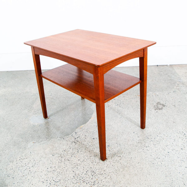 Mid Century Danish Modern Sculptural Teak Accent Side Table End Shelf Denmark NM - Image 11