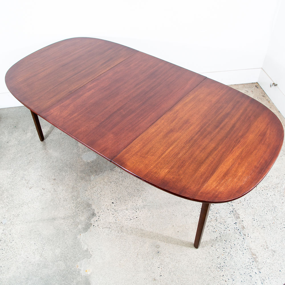 Mid Century Danish Modern Dining Table Oval Mahogany 2 leafs Ole Wanscher 108 in - Image 4