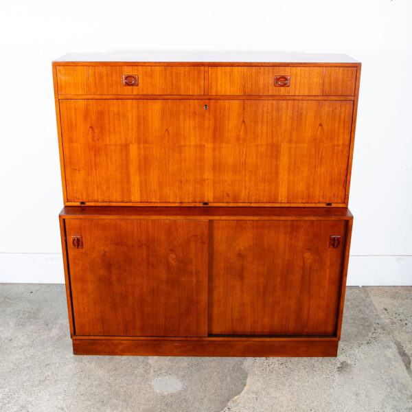 Mid Century Danish Modern Cabinet Teak Drop Leaf Desk Shelf Vintage Mcm Storage - Image 3