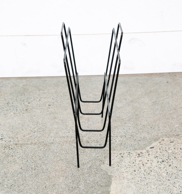 Mid Century Modern Magazine Rack Modernist Iron Mccobb Black Metal Mcm Vintage - Image 3