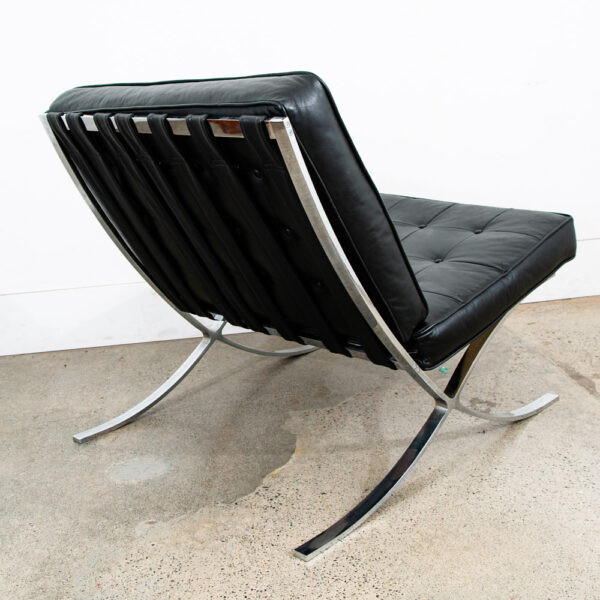 Mid Century Modern Lounge Chair Barcelona Black Leather Selig Imperial Der Rohe - Image 4