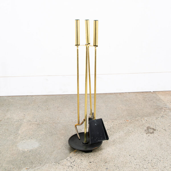 Mid Century Modern Fireplace Tools Brass Cast iron Pilgrim Seymour Nelson Metal