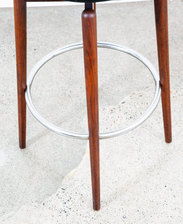 Mid Century Modern Bar Stool Albert Parvin Black Solid Walnut Danish Mcm Swivel - Image 12