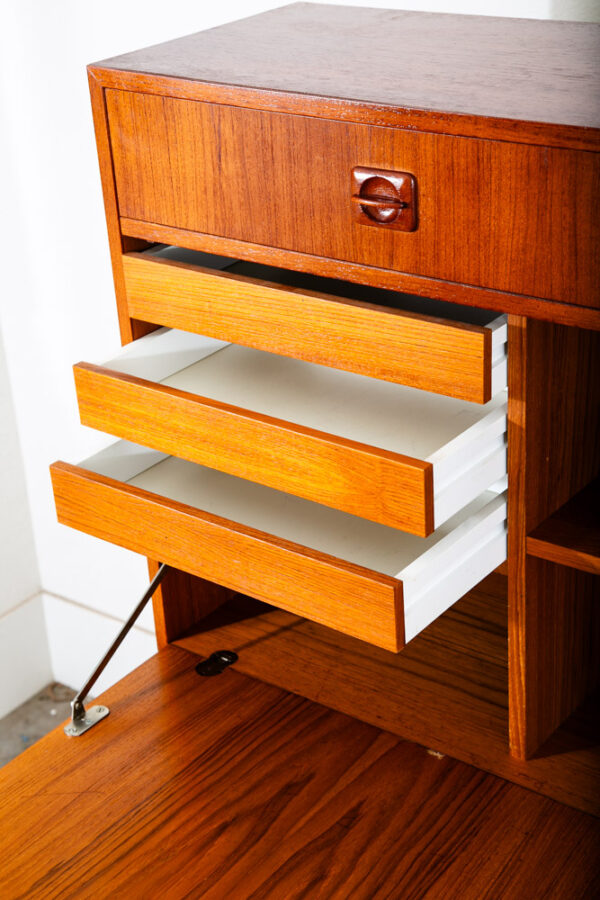 Mid Century Danish Modern Cabinet Teak Drop Leaf Desk Shelf Vintage Mcm Storage - Image 7