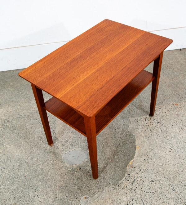 Mid Century Danish Modern Sculptural Teak Accent Side Table End Shelf Denmark NM - Image 2