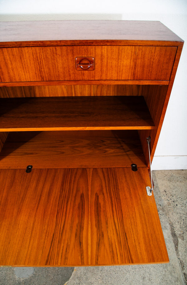 Mid Century Danish Modern Cabinet Teak Drop Leaf Desk Shelf Vintage Mcm Storage - Image 11