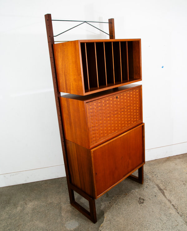 Mid Century Modern Wall Unit Teak Freestanding Cabinet Poul Cadovious Desk Mcm
