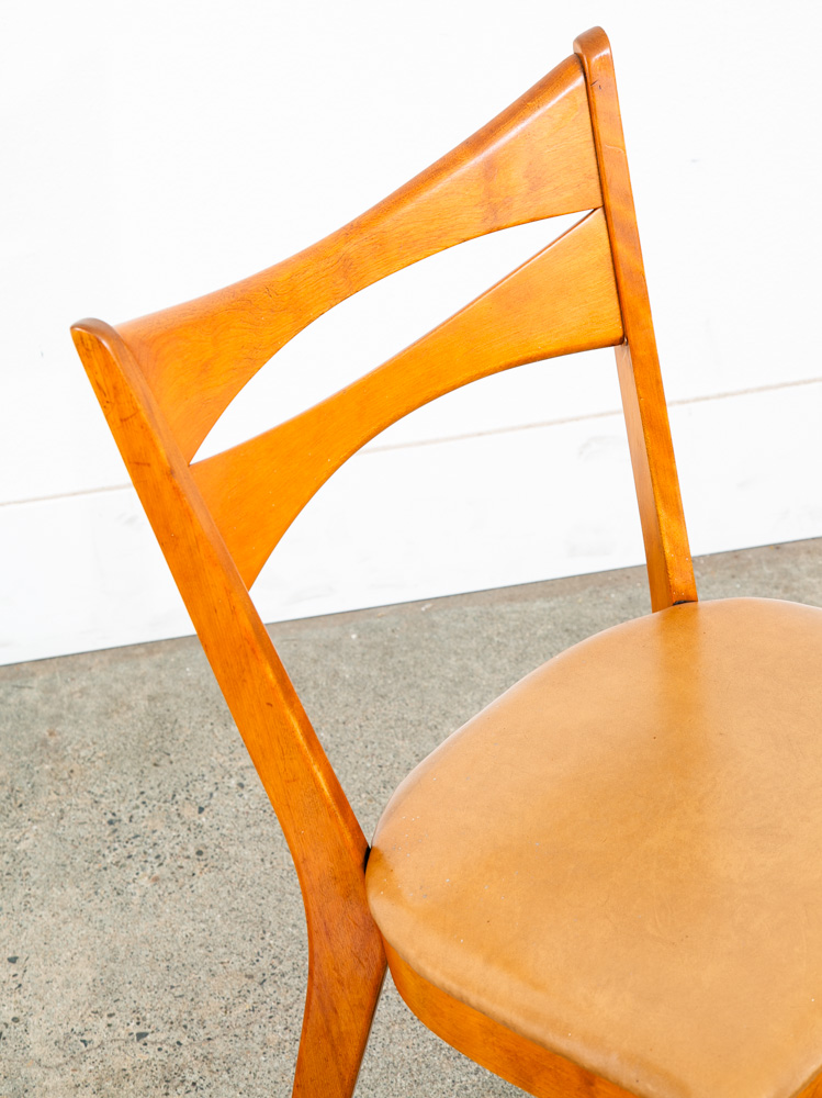 Mid Century Modern Dining Chair Heywood Wakefield Tan Brown Vintage Ladder Wood - Image 7