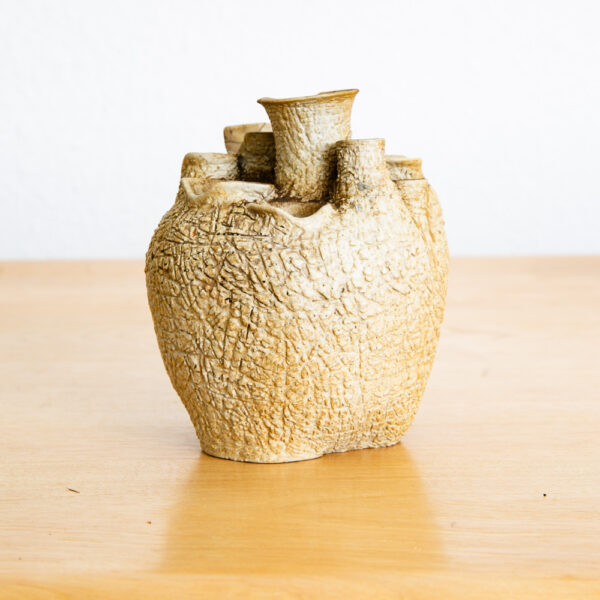 Mid Century Modern Weed Pot Ceramic Studio Signed Round Tan Textured Vintage Mcm - Image 8