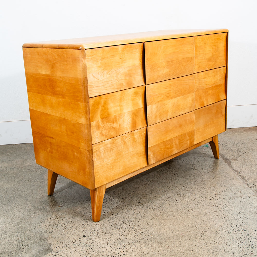 Mid Century Modern Dresser 3 Drawer Heywood Wakefield Solid Maple Blonde Mcm NM