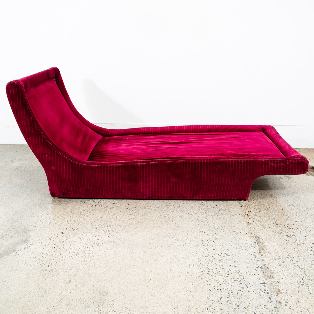 Mid Century Modern Daybed Chaise Lounge Chair Velour Burgundy Preview Kagan Mcm - Image 10