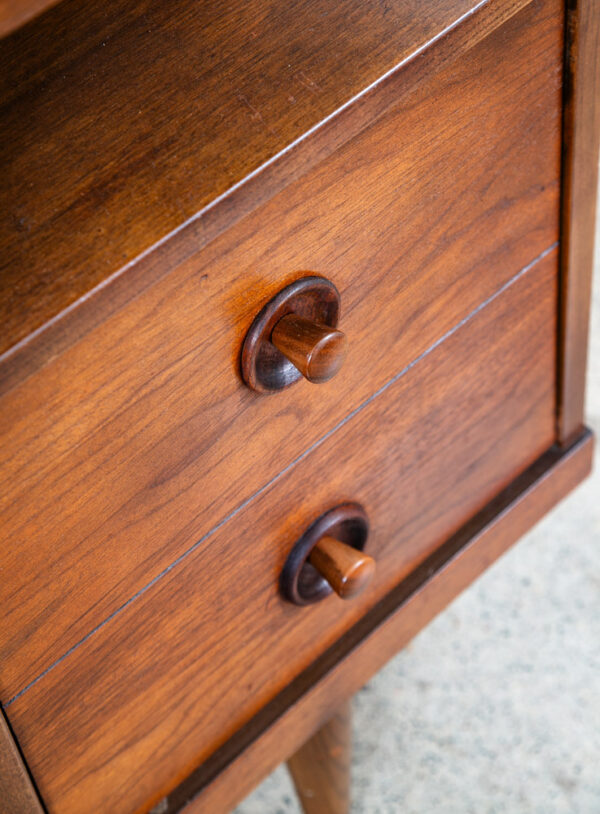 Mid Century Modern Desk Executive 5 Drawer Walnut Wood Restored Mcm Vintage - Image 9
