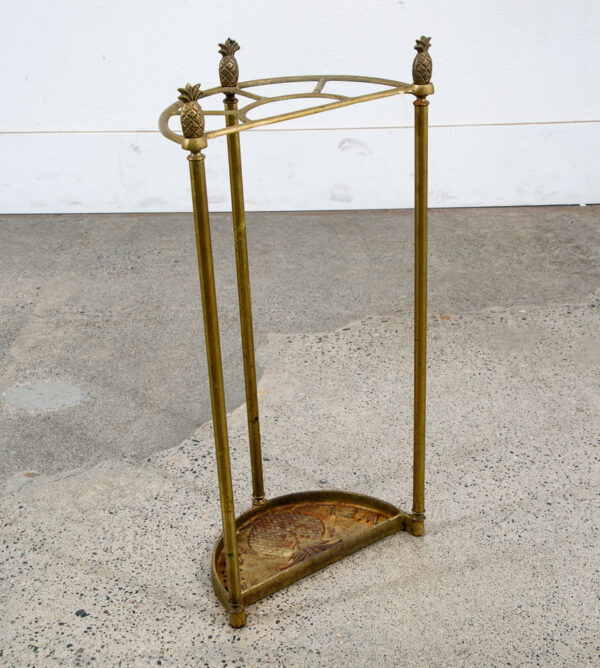 Mid Century Modern Umbrella Holder Cast Brass Pineapple Slotted Welcome Stand NM
