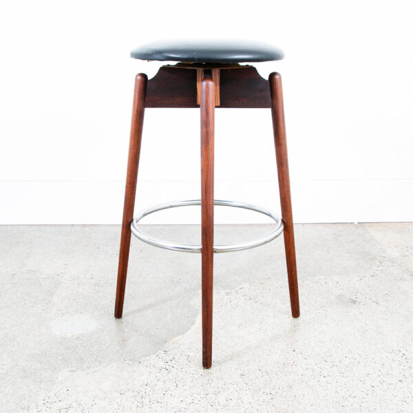 Mid Century Modern Bar Stool Albert Parvin Black Solid Walnut Danish Mcm Swivel