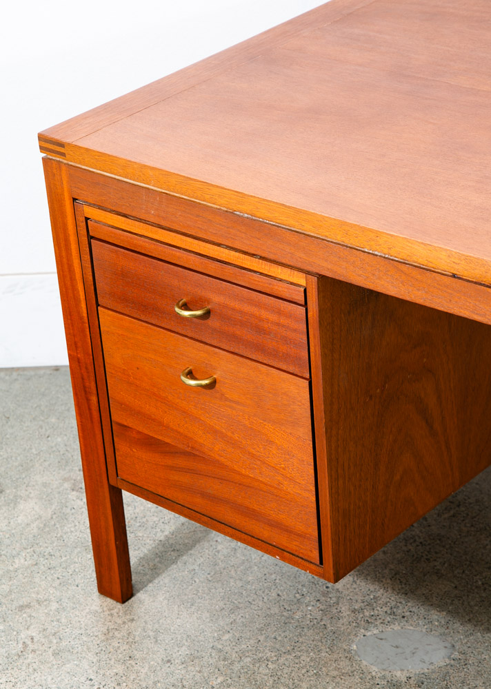 Mid Century Modern Executive Desk Drawers Solid Mahogany Soborg Doors File Mcm - Image 7