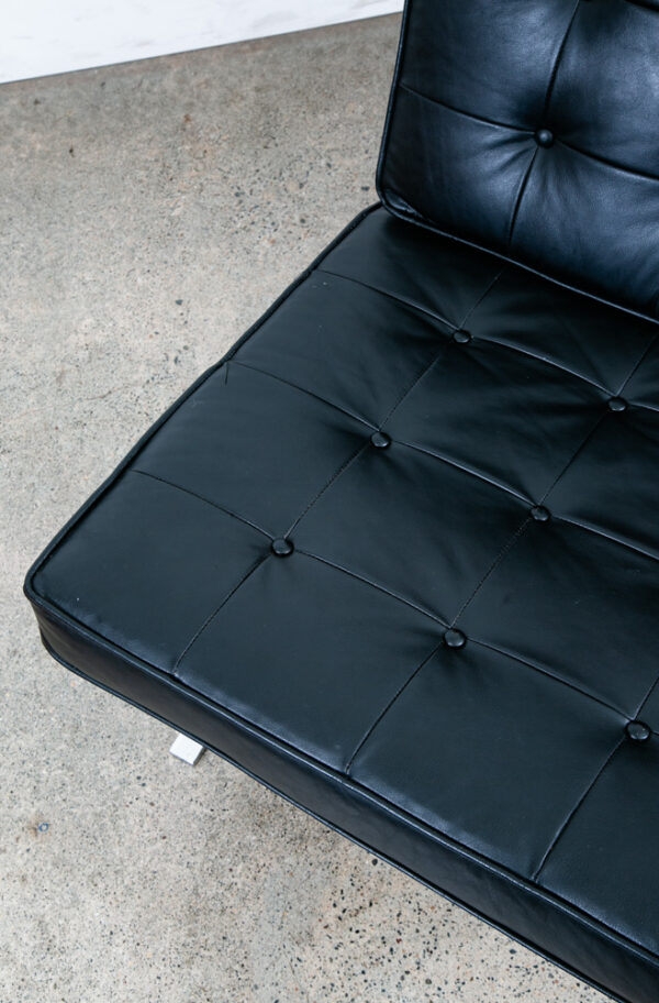 Mid Century Modern Lounge Chair Barcelona Black Leather Selig Imperial Der Rohe - Image 10